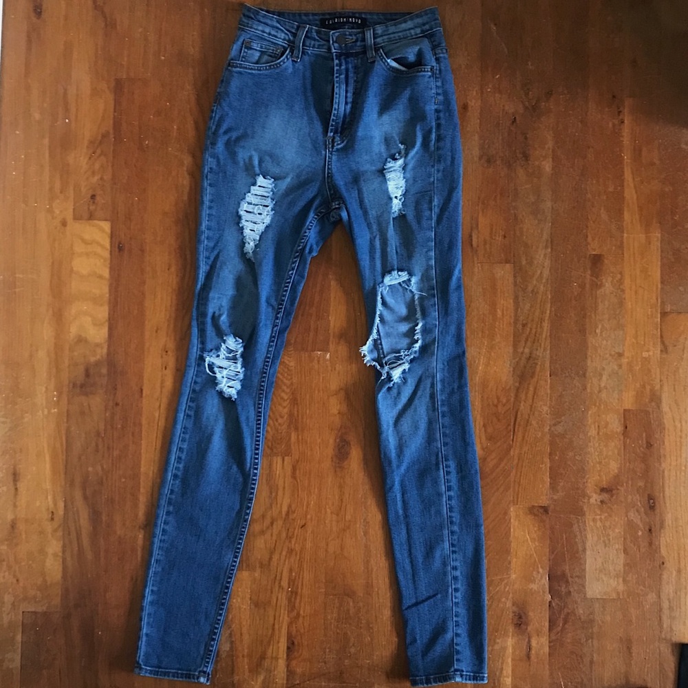 Fashion Nova High Waisted Distressed Jean